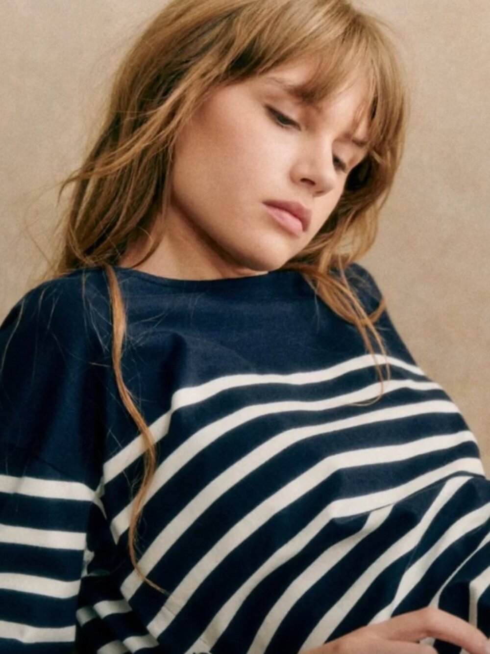 Sézane Navy and White Striped Noan Marinière Sweater - Picture 3 of 11